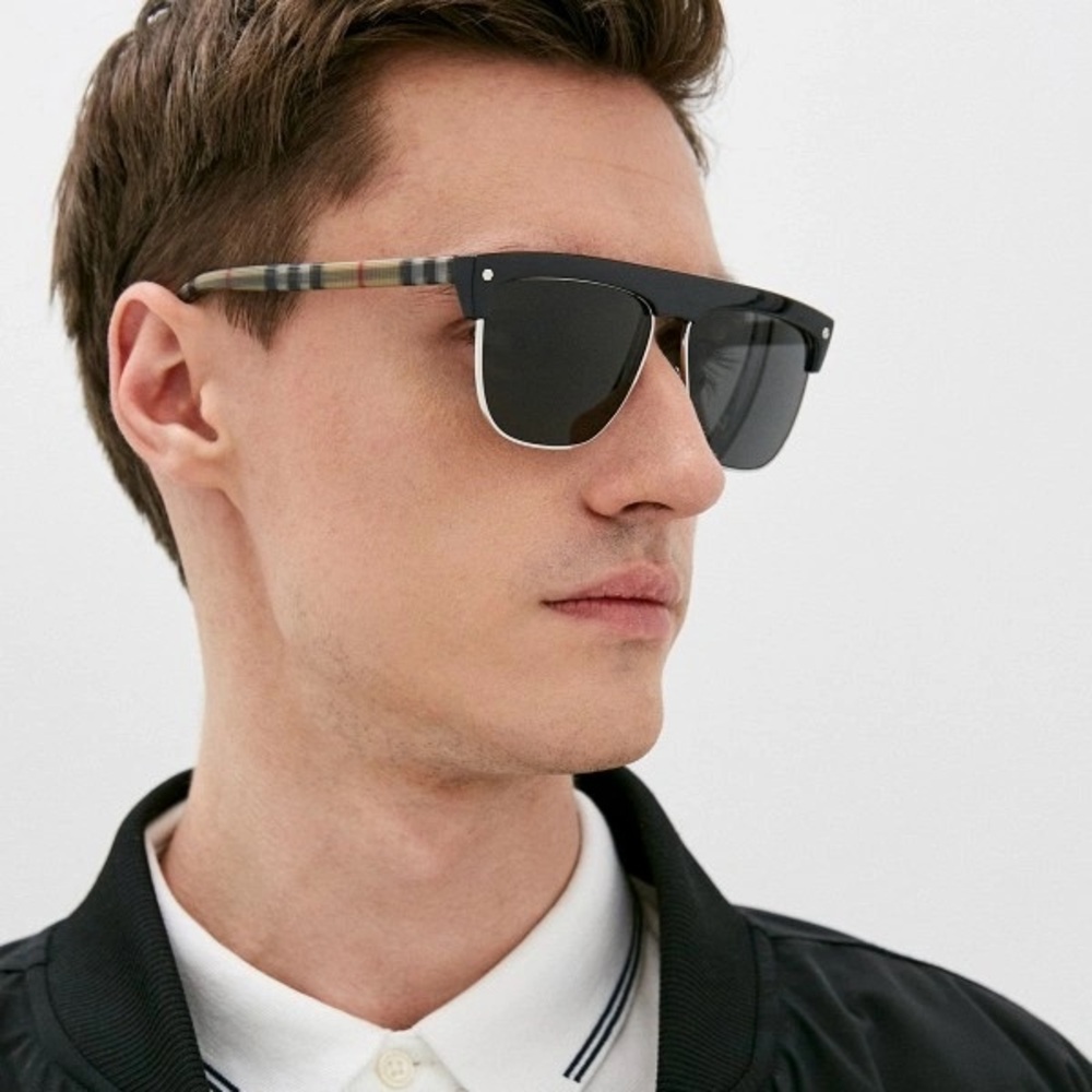New - Authentic Burberry Sunglasses Men's William B-4325 3757/87 Black/Brown 5…